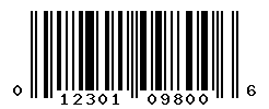 UPC barcode number 012301098006