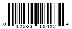UPC barcode number 012303194034