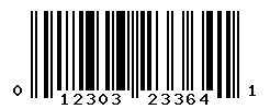 UPC barcode number 012303233641