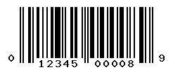 UPC barcode number 012345000089