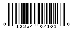 UPC barcode number 012354071018