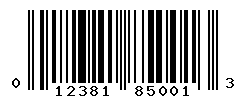 UPC barcode number 012381850013