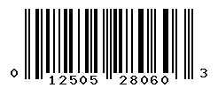 UPC barcode number 012505280603
