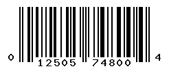 UPC barcode number 012505748004