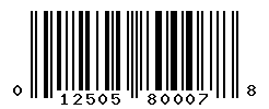 UPC barcode number 012505800078