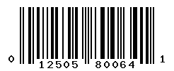 UPC barcode number 012505800641