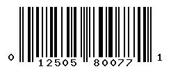UPC barcode number 012505800771