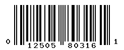 UPC barcode number 012505803161