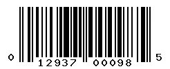 UPC barcode 012937000985