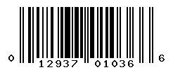 UPC 012937010366 barcode image