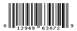 UPC barcode number 012949630729