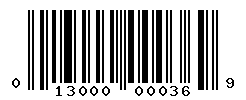 UPC barcode number 013000000369