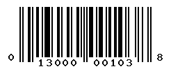 UPC barcode number 013000001038