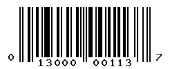 UPC barcode number 013000001137