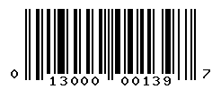 UPC barcode number 013000001397