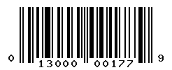 UPC barcode number 013000001779