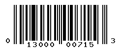 UPC barcode number 013000007153