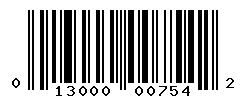 UPC barcode number 013000007542