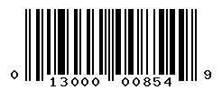 UPC barcode number 013000008549