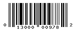 UPC barcode number 013000009782