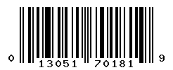 UPC barcode number 013051701819