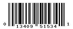 UPC barcode number 013409515341