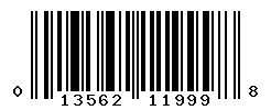 UPC barcode number 013562119998