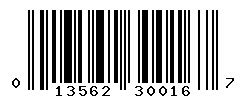 UPC barcode number 013562300167