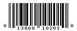 UPC barcode number 013800102010