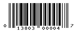 UPC barcode number 013803000047
