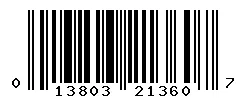 UPC barcode 013803213607