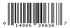 UPC barcode number 014005206367