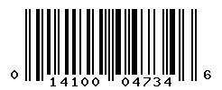 UPC barcode number 014100047346