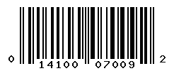 UPC barcode number 014100070092