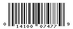 UPC barcode number 014100074779