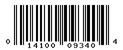 UPC barcode number 014100093404