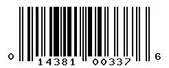 UPC barcode number 014381003376