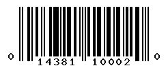 UPC barcode number 014381100020