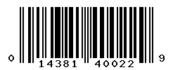 UPC barcode number 014381400229