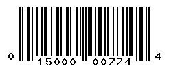 UPC barcode number 015000007744