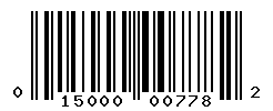 UPC barcode number 015000007782