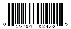 UPC barcode number 015794024705