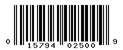 UPC barcode number 015794025009