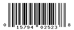 UPC barcode number 015794025238