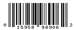 UPC barcode number 015958989062