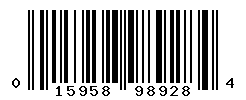 UPC barcode number 015958989284