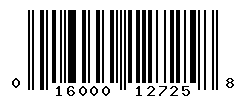 UPC barcode number 016000127258