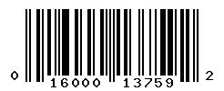 UPC barcode number 016000137592