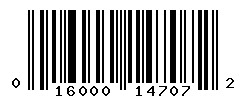 UPC barcode number 016000147072