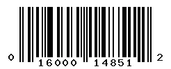 UPC 016000148512 barcode image